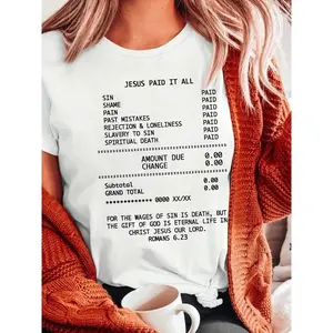 Jesus Paid It All Christian Graphic Tee for Women – Bible Verse Romans 6:23 Faith-Based T-Shirt, Soft Casual Loose Short Sleeve Top, Inspirational Religious Apparel, Ideal Gift for Believers