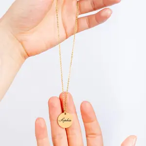 Coin Necklace, Personalized Engraved Necklace