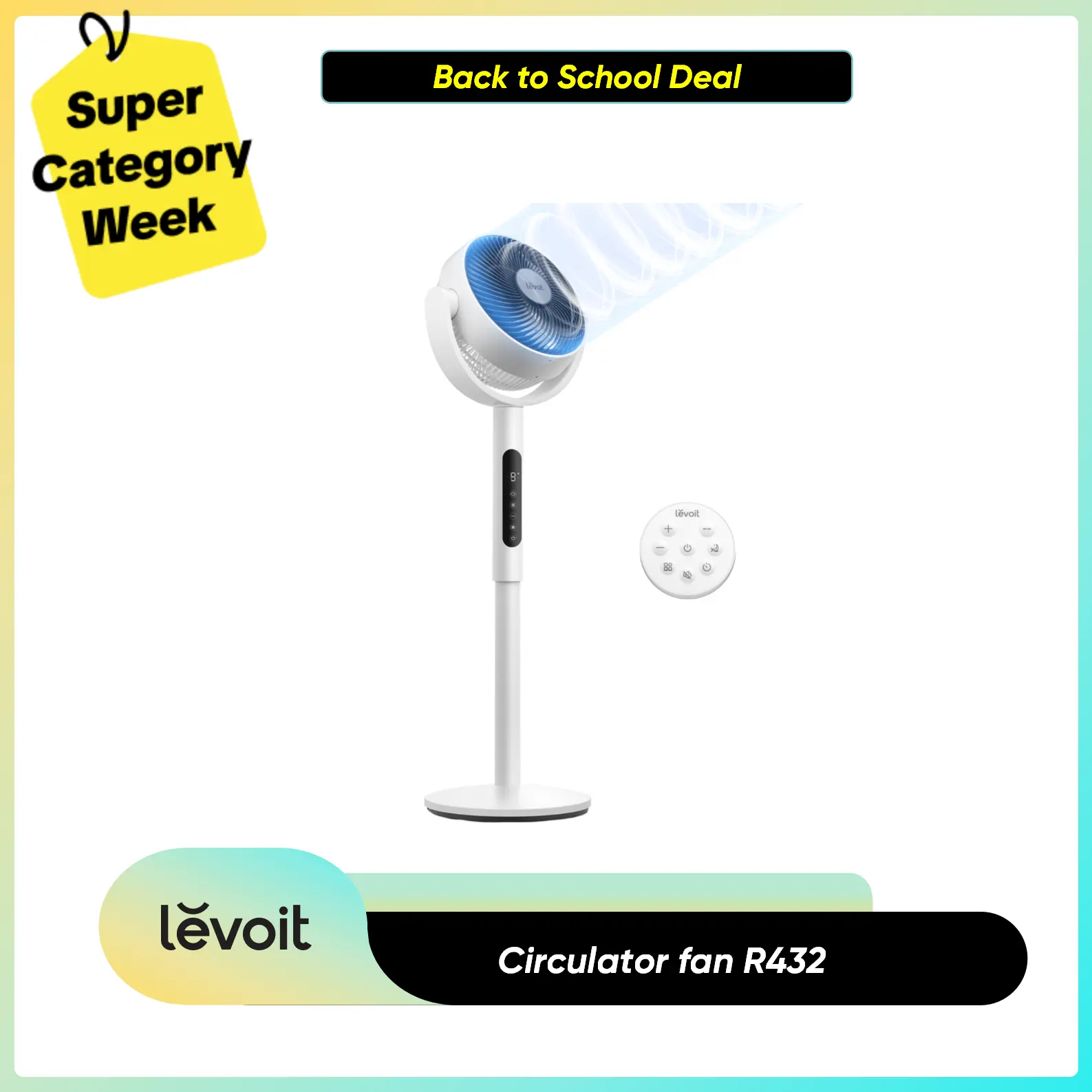 Levoit Corebreeze R432 Multifunctional Portable Tower Rotating Body Fan - Silent Adjustable, DC Motor, 9 Speeds, 20dB, 82ft Range, Sensor, Timer, Pedestal & Tabletop Modes, Remote, Fan for Bedroom, Apartment Stuff, Room Appliances, Silent Adjustable Fan