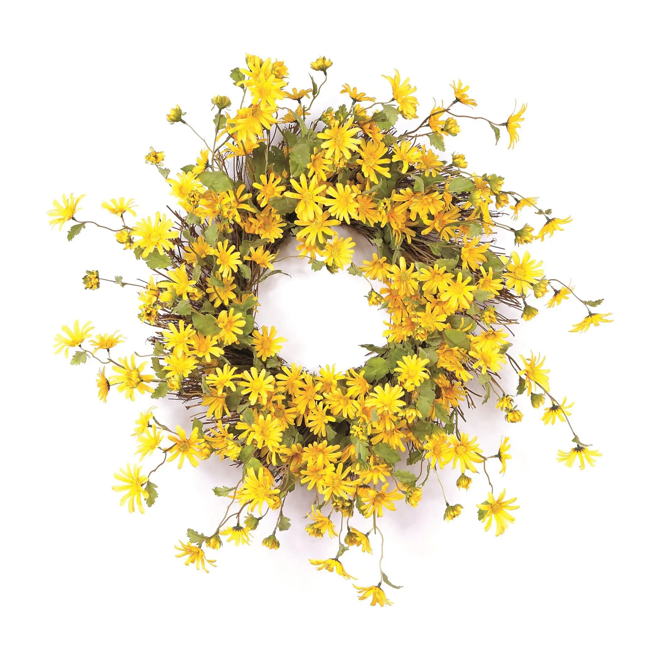 Melrose Yellow Daisy Floral Twig Wreath 23"D Melrose Yellow Daisy Floral Twig Wreath 23"D