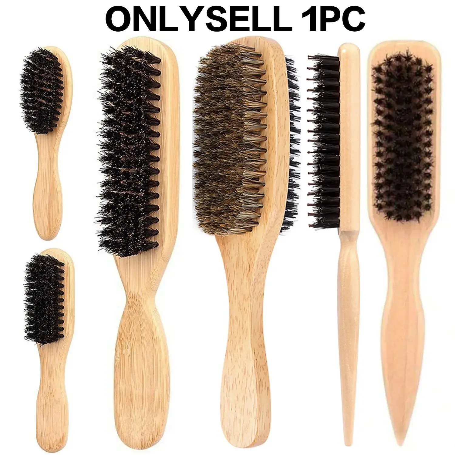 1pc Double-Sided Hair & Beard Brush, Soft & Hard Nylon Bristles, Detangling & Scalp Massage Hair Styling Brush, Oil Distribution Grooming Tool for Men, Barber Salon & Home Use, Portable Travel Beauty Tool, Hair Detangler Brush