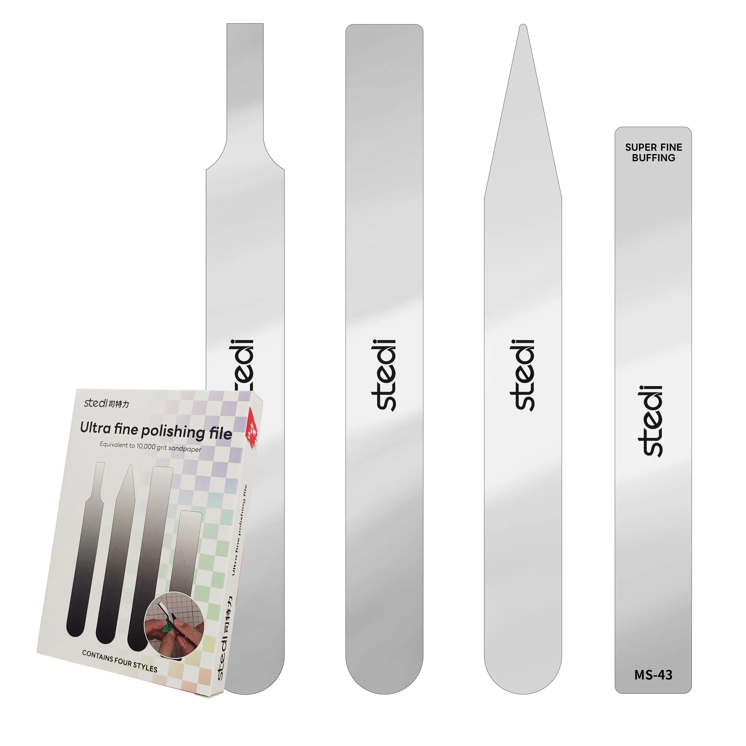 Stedi Ultra Fine Polishing File Set (4PCS, #10000 Grit) Abrasive Tools for Plastic Gundam Models, Wood & Resin Parts