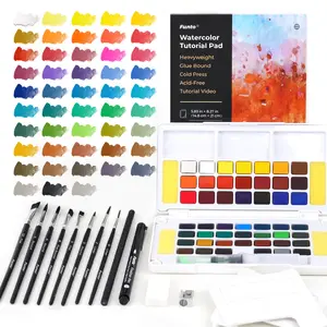 Funto Watercolor Paint Set, 48 Colors, Tutorial Pad, 8 Brushes, Water Brush Pen & More, Painting Set for Adults, Beginners, Professional Artist Bundle Art Supplies Artist Bundle Art Materials