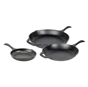 Choice 3-Piece Pre-Seasoned Cast Iron Skillet Set - Includes 8", 10 1/4", and 12" Skillets, Cast Iron Set, Cooking Pan, Iron Fry Pan, Rustic Cookware, Black Skillet, Classic Skillet, Daily Cookware, Iron Pan Set, Triple Skillet Set, Cookware Set