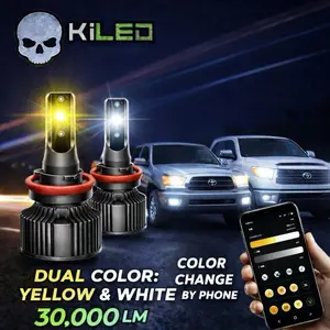 KILED LED Lights 30,000 Lumens – Two Colors + Phone Control Beam Headlight