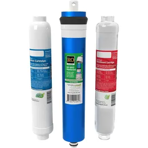 Inline RO Buddie Replacement Cartridges - Includes Carbon Block Filter, Sediment  and 50 GPD Membrane for RO/RODI Reverse Osmosis Deionization Water Filter System Units