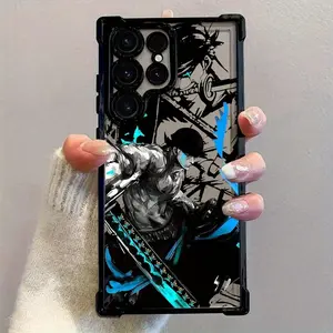 The Phone Case Featuring The Cool Anime Character Zoro Is Compatible with Samsung Galaxy S25 S24 S23 S22 Ultra Plus iPhone 17 Air 16 15 14 13 12 11 Pro Max, And It Has a Transparent Soft Back That Is Resistant to Cellphone Smartphone Protection Protective