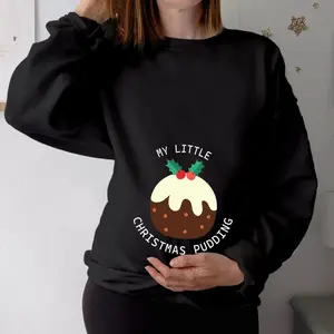 My Little Christmas Pudding Maternity Sweatshirts, Mum to be Pregnancy Announcement Women Sweater, Funny Xmas Gift Jumper