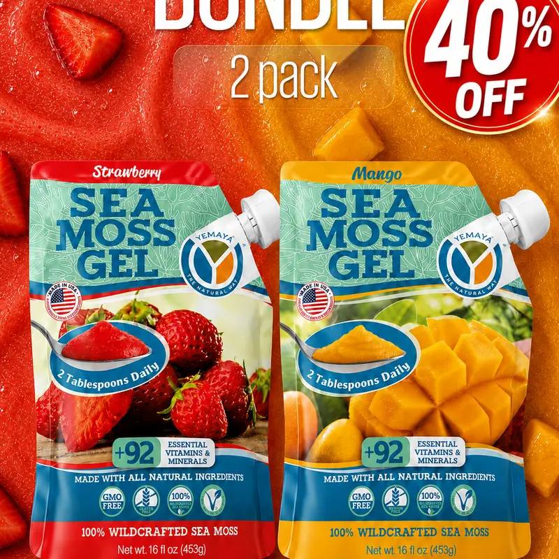 Best Selling Sea Moss Gel Bundle (2-Pack) | Wildcrafted | 16oz Each | Made in USA | 92+ Minerals | Vegan | Gluten-Free | Yemaya Organic