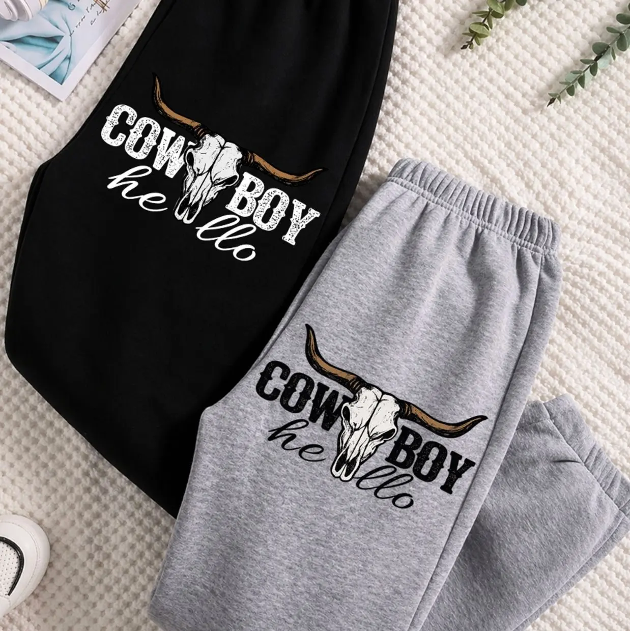 Cowboy Printed Drawstring Waist Sweatpants, Casual Pocket Jogger Pants for Daily Wear, Unisex Sweatpants for All Seasons, Casual Sports Sweatpants 2