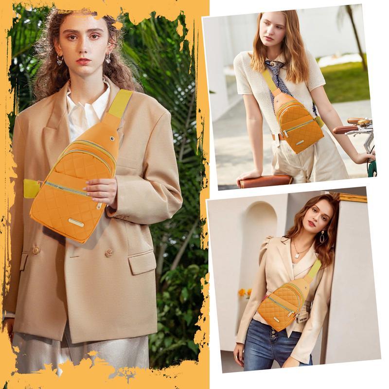 Solid Color Quilted Fanny Pack - Casual Zipper Chest Belt Bum Bag, Adjustable Sling Bag for Daily Use, Lightweight & Waterproof