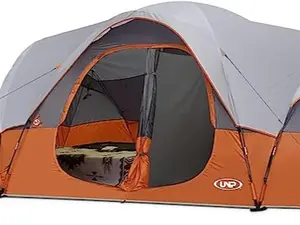 UNP Camping Tent 10-Person-Family Tents, Parties, Music Festival Tent, Big, Easy Up, 5 Large Mesh Windows, Double Layer, 2 Room, Waterproof, Weather Resistant, 18ft x 9ft x78in