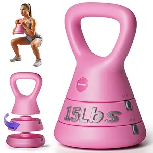 EAST MOUNT 15LB Adjustable Kettlebell Set 3-in-1 5/9/15 LB Weights Ergonomic Triangle Handle Wrist-Friendly Design Compact Strength Training Equipment for Home Gym Full-Body Workouts Muscle Building