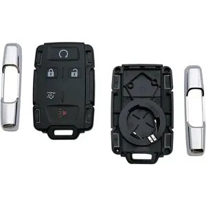 Remote Car Key Fob Cover Case Replacement fit for GMC Yukon Sierra 1500 Suburban Tahoe 2015 2016 2017 2018 2019 2020 2021 Keyless Entry Key Fob Shell (Silver-5 Button)