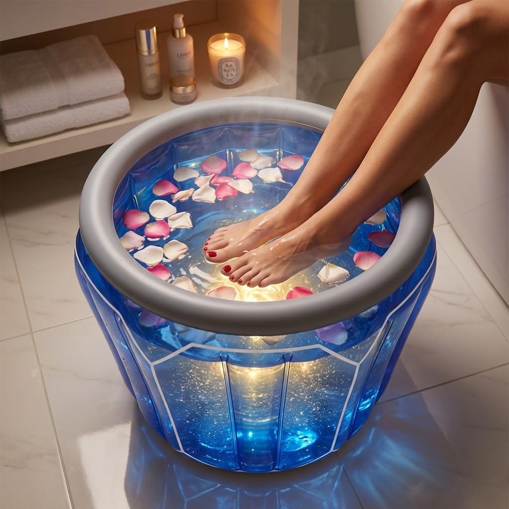 Inflatable Ice Bucket with 16-Color LED Lights & Remote, Portable Collapsible Beverage Cooler, Foldable Foot Soak Tub & Outdoor Water Basin for Party, Beach, Camping, Fishing, Car Wash & Relaxation garden bar pool