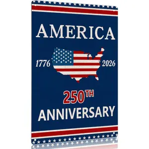 We The People 1776-2026 Aluminum Sign Memorial Day Patriotic 250th Birthday 250 Years United States Indoor Garden Decoration (250 YEARS)  12x8in