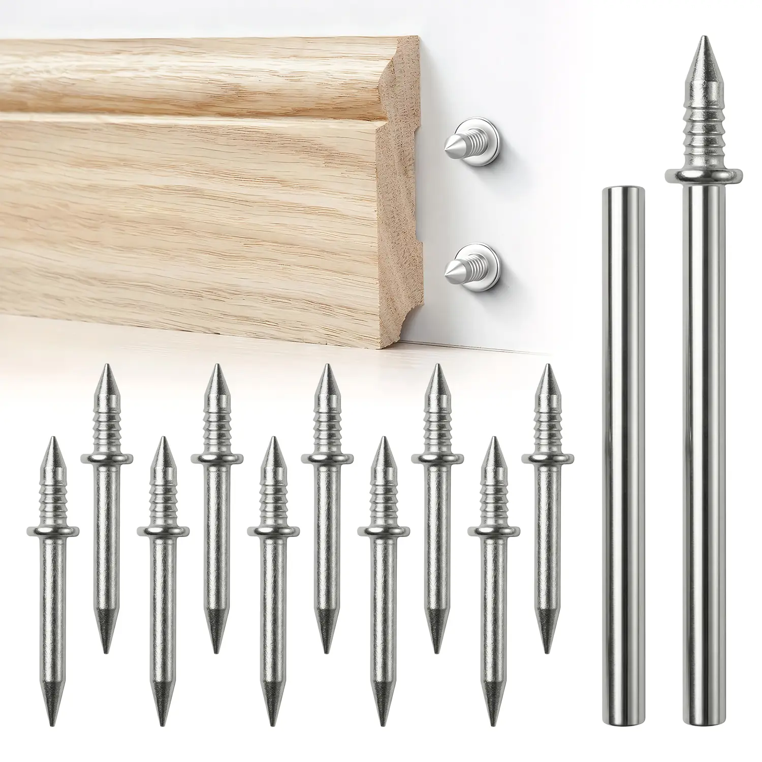 100PCS/200PCS Non-Marking Double-Headed Skirting Nails Damage-Free Invisible Fasteners No Drilling Required Easy Install Mounting Nails for Baseboards Wall Panels Furniture Cover Plates
