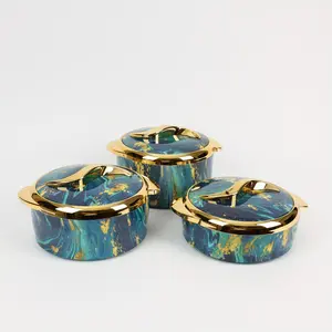 Marble Pattern Food Insulation Set with Lid, 3 Counts/set Insulated Stainless Steel Container, Lunch Box Set for Home and Catering Service, Men's Gift Ideas, Kitchen Accessories