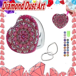 Portable Diamond Painting Compact Mirror—Suitable for Wallets and Travel—Mandala Pattern Diamond Art Makeup Mirror for Adults and Women—DIY Special-Shaped Art Craft Kit for Beginners (Christmas Gift)