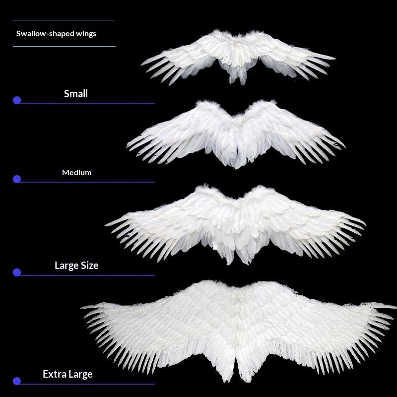 Angel Wings White Feather Swallow-Shaped for Adult Children Halloween Props Bride Flower Girl Costume Party Accessories