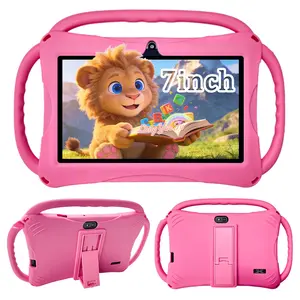 [GiftedInLove] Kids Learning Tablet 7 inch Android 12 Dual Cameras WiFi  Battery Protective Silicone Case Educational Apps Toddler Gifts Stress Relief Case Pink Blue New Year Gift