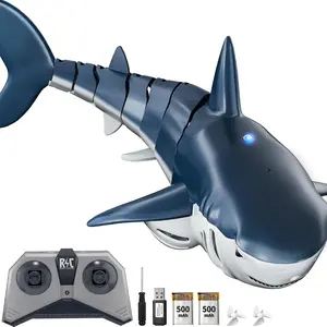 Remote Control Shark Toys, 1:18 High Simulation Scale Fish with Light and Spray Water for Lake Bathroom Pool Christmas Birthday Gift Electric RC Boat for Kids Ages 6+ Boys