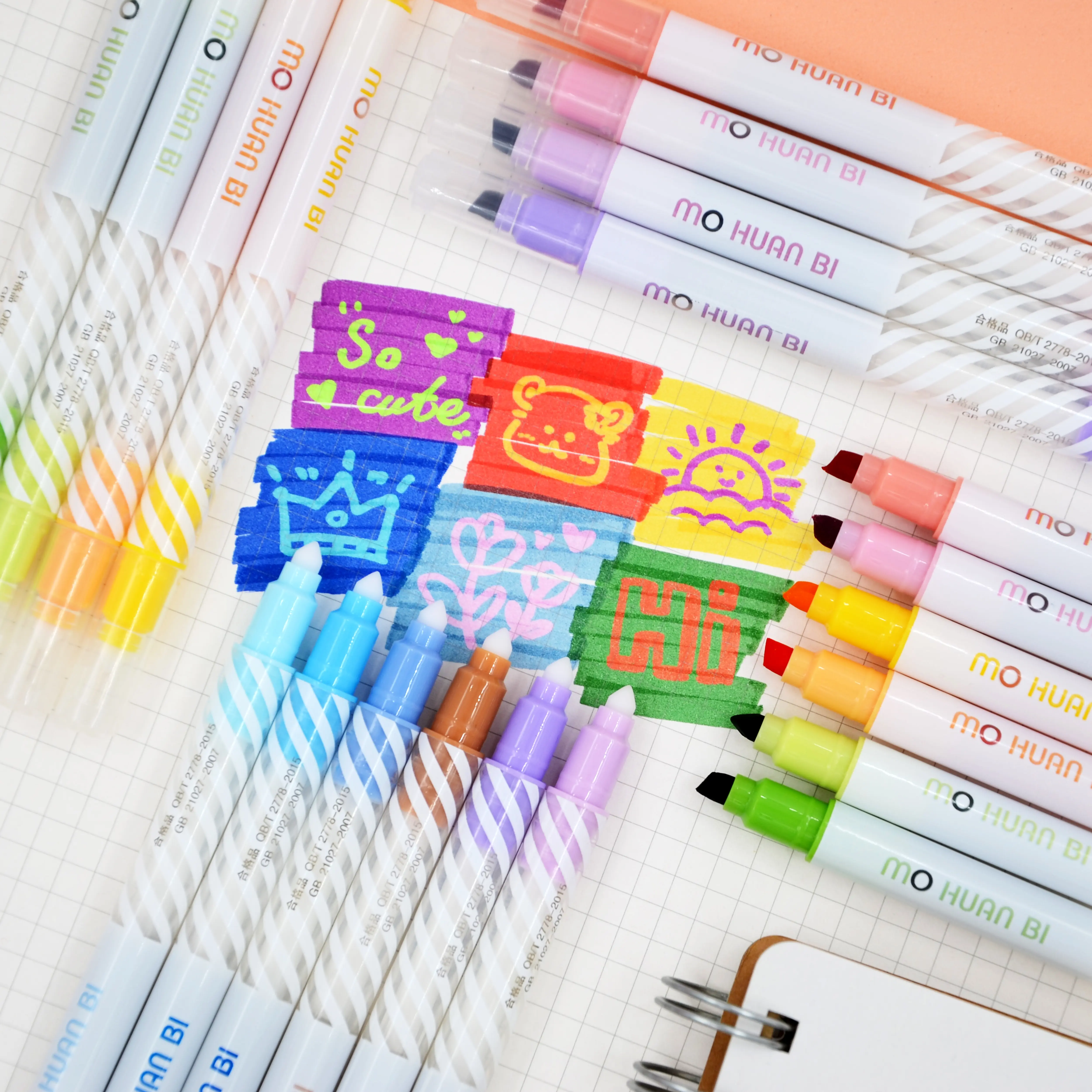 HANKU 12 Pack Magic Color Changing Markers, Double Tip Highlighters, Multicolor Shift Art Pens for 3D Lettering, Secret Messages, DIY Crafts, Back to School Art Supplies
