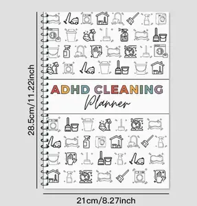 ADHD Cleaning Planner A4 Size Daily Weekly Monthly Schedule Checklist Notebook for Home Office Dorm Durable Cover Smooth Pages Office Stationery Essential Plannerbook