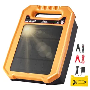 VEVOR Solar Fence Charger,  0.3J 8 kV Solar Powered Fence Charger, 1.86 Miles Range, Weather-Resistant Electric Fence Energizer Kit, 7 Days Runtime, for Livestock, Poultry, Garden Protection