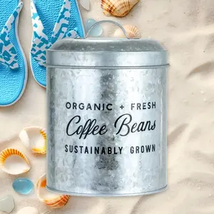 Amici Home,Galvanized Canister,104oz,Trending Kitchen Decor,TikTok Hot Sale,Metal Canister for Coffee Beans