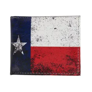 CTM Men's Vintage Texas Flag Bifold Wallet