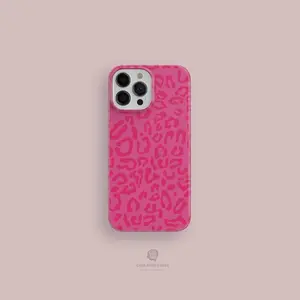 Leopard Patterned Pink Slim iPhone Case  iPhone 17 16 15 14 13 12 Pro Max Case, iPhone 15 14 Plus Case, iPhone 13 Mini, iPhone XR XS