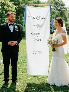 personalized Cotton Linen wedding banner, linen wedding welcome sign, custom wedding sign, bridal shower banner, engagement party decor, wedding entrance sign, minimalist wedding banner, wedding backdrop decor, custom ceremony sign