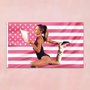 Sydney Star Sweeney Cowboy Hot Girl Premium 2 Side Flag 3*5Ft Wall Flags Tapestry Custom Color Flag Beautiful Girl Wall Hanging College Dorm Wall Art Home Decor for Bedroom Living Room Decor Design Banner Christmas Gift