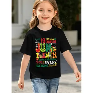Kids Quick-Dry T-Shirt Celebrate Juneteenth Independence Day June 19 1865 Children Children Pattern - Suitable for Boys And Girls - Lightweight Summer Short-Sleeve Top, Ideal for Beach, Sports, School - Outdoor Activity Shirt