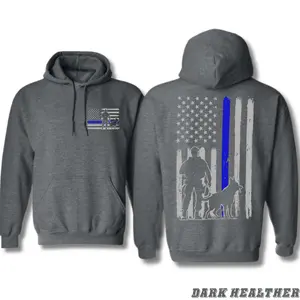 Blue Line K9 Support Hoodie – American Flag Graphic with Police Dog – Perfect for Law Enforcement Pride, Patrol Duty & Everyday Wear – Cozy Unisex Sweatshirt
