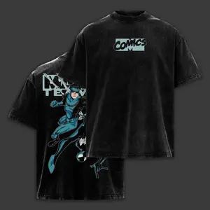 Retro Vintage Mark Grayson Spidey Invincible War Comic Double Printed Oversize Lightweight Acid Washed Tee TV Series Graphic Cotton T-Shirt 100% Premium Cotton 230gsm Comfortable Soft Feel Durability Man 80X