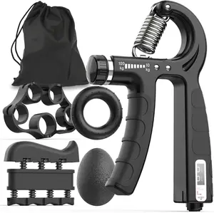 Grip Strength Trainer Kits (5 Pack), Adjustable Resistance Forearm Strengthener, Hand Gripper Strengthener for Muscle Building and Injury Recovery for Athletes