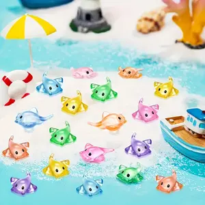 25 Piece Glowing Mini Devil Fish Statues, Realistic Resin Aquarium Decorations in 7 Colors, Perfect for Bedroom, Holiday Decor and Fish Tank