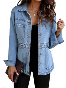 Beotyshow Womens Oversized Denim Jacket Distressed Button Down Boyfriend Jean Jackets 2025 Trendy Shacket