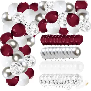 Graduation Decorations Maroon White/Maroon Graduation Party Decorations/Burgundy Balloon Arch Kit/Burgundy Birthday Wedding Balloon Arch Kit