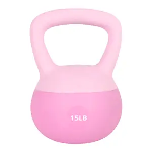 Pink Soft Kettlebell - Kettlebell non-slip grip with cushioned impact base and non-slip design for home workouts, suitable for safe strength training for men and women