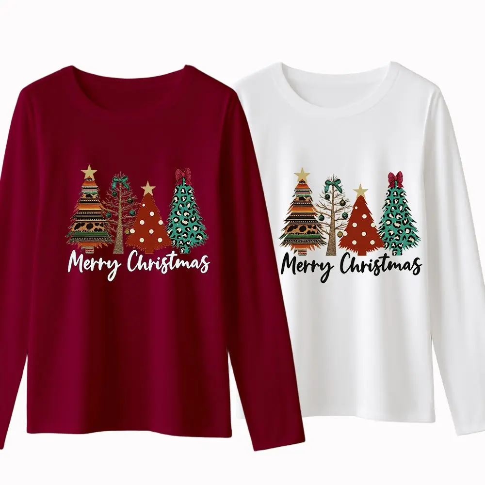 For Youself- Merry Christmas Print Women's Long-Sleeve Crew Neck