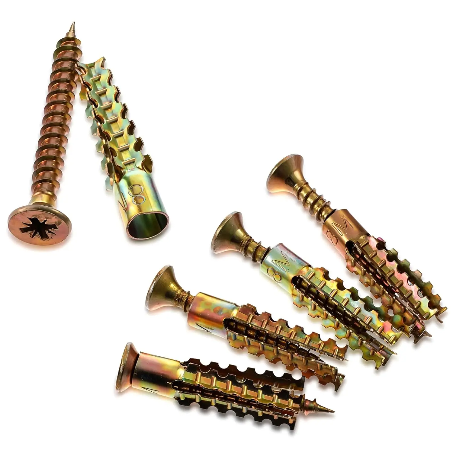 Heavy Duty Wall Anchors And Screws Kit Available In 50Pcs 100Pcs 6x30mm 8x40mm Tree Shaped Steel Drywall Anchors For Hollow Concrete Plaster Wooden Walls Hinge Hole Repair Stripped Screw Hole Fixing High Hardness Durable, 100-Piece, Corrosion Protection,