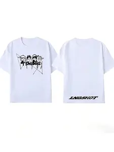 LNGSHOT Kpop Fashion Jay Park Style T-Shirt for Men and Women. High-quality short-sleeved T-shirt, hip-hop trendy men's top, casual loose sporty style.