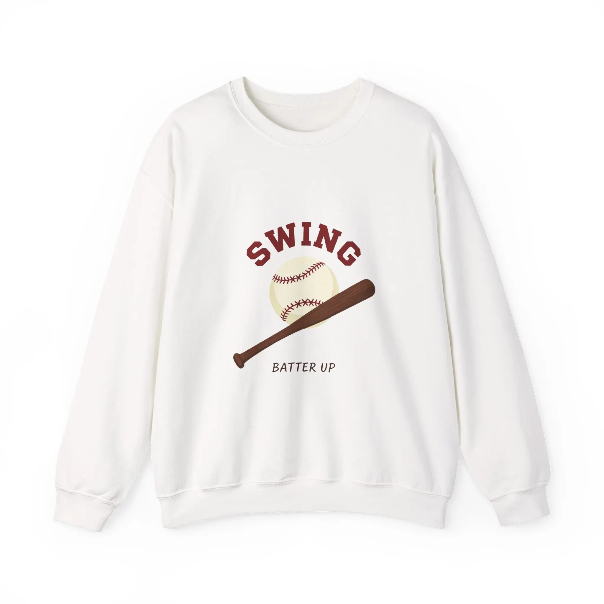 Swing Baseball Batter Up Sweatshirt | Baseball Crewneck Cotton Embroidered