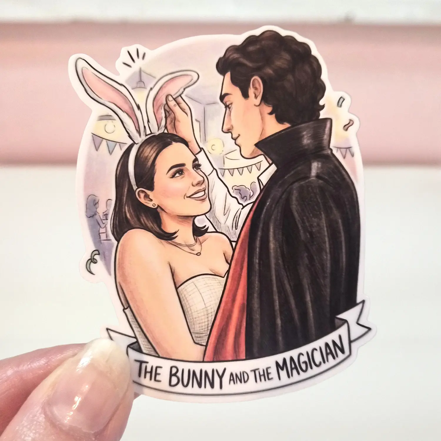 The Bunny and the Magician OC Hockey Sticker - Waterproof Glitter or Glossy Stickers 2.75" Size Customizable for Kindle, Book, or Tablet