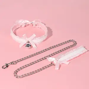 Lace Choker Necklace,Women Collar Chain,Detachable Leash,Cute Kawaii Style,Fashion Party Jewelry,Novelty Party Accessories,Girls Y2K Aesthetic,Dainty Neck Wear,Club Party Favors,Holiday Costume Decor