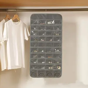 1pc 80 Pockets Hanging Women Jewelry Organizer, Earrings Necklace Bracelet Ring Accessories Display Holder