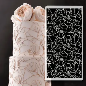 Reusable Food-Grade Cake Stencil Decorating Mold, Floral Pattern Baking Tool, Pastry Decorating Tools, Home DIY Wedding Birthday Party Dessert Decoration Template